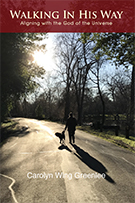 The author walking with her guide dog down a sunlit country road